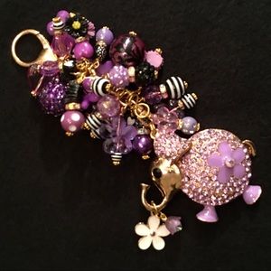 Sparkly PURPLE Rhinestone Elephant & Dangles!